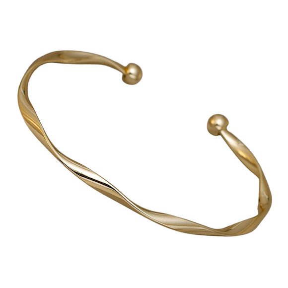 Gold Twist Bracelet Gold Bangle Bracelet Twisted Bracelet Wave Pattern Bracelet - Picture 5 of 10